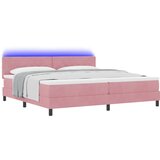 vidaXL Box Spring Postelja s Blazino in LED Roza 200x200 cm Žamet, (22050284) Cene