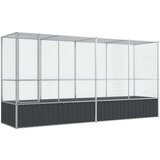  Voliera s podaljškom srebrna 418,5x107x212 cm jeklo | Shoptok.si
