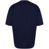 Trendyol Navy Blue Men's Oversize Crew Neck Short Sleeve Printed T-Shirt Cene