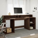  Radni stol s LED svjetlima smeđa boja hrasta 200x55x91cm drveni | Eponuda.com