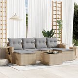 Maison Chic Seti vrtnega pohištva - Vrtna garnitura - Vrtni pohištvo set 7-delna z blazinami bež poli ratan, (21806574) | Shoptok.si