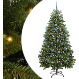vidaXL Umestno božično drevo z LED lučmi Zelena 180 cm PVC in kovina | Shoptok.si