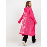Fashion Hunters Fluo pink loose cardigan with OH BELLA inscription on the back Cene
