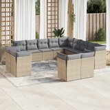 vidaXL 13-dijelni set vrtnih sofa s jastucima poliratan Bež Cijene