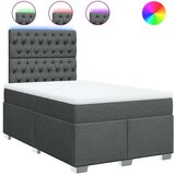 vidaXL Box spring postelja z vzmetnico temno siva 120x200 cm blago | Shoptok.si