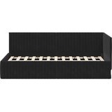  Kutni okvir kreveta s uzglavljem Crna 90 cm x 200 cm Baršun | shoptok.hr