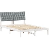  Krevetni okvir s tapiciranim uzglavljem Bijelo 135 x 190 cm | shoptok.hr