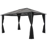 Paviljon z zaveso aluminij 4x3x2,6 m črn Cene