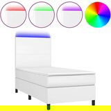  Box spring postelja z vzmetnico LED bela 90x200 cm umetno usnje, (20789350) | Shoptok.si