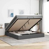 vidaXL Otomanski posteljni okvir z vzmetnico siv 160x200 cm blago | Shoptok.si