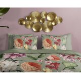 Descanso Zelena posteljina za krevet za jednu osobu/za produženi krevet od pamučnog satena 140x220 cm Fiori – | shoptok.hr