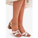 S. BARSKI Leather Elegant Women's Sandals On A Heel Beige D&A MR38-570 | shoptok.hr