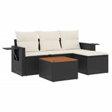 Maison Chic Seti vrtnega pohištva - Vrtna garnitura - Vrtni pohištvo set 5-delna z blazinami črn poli ratan, (21818702) | Shoptok.si