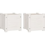 Furnova Vrtno cvetlično korito 2 kosa belo 31x31x31 cm trdna borovina, (21920953) | Shoptok.si