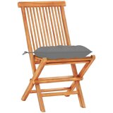  3-dijelni bistro set sa sivim jastucima od masivne tikovine | shoptok.hr
