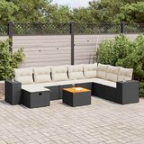  9-dijelni set vrtnih sofa s jastucima crni od poliratana Cijene