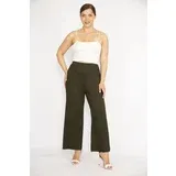 Şans Women's Khaki Plus Size Wide Leg Tracksuit Pants