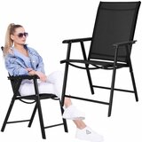  Sklopiva metalna vrtna stolica crna 56 x 64 x 94 cm | shoptok.hr