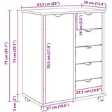  Gležnji kabinet Črna 63,5 x 39 x 79 cm Masivno borovo les, (5000232434) | Shoptok.si