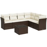 Maison Chic Seti vrtnega pohištva - Vrtna garnitura - Vrtni pohištvo set 7-delna z blazinami rjav poli ratan, (21801465) | Shoptok.si
