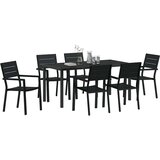  Vrtni set za objed 7 pcs Crna Čelik s prahom premazan - 6 sjedala 160 cm | shoptok.hr