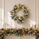  Božićni vijenac Zelena i bijela Ø 50 cm PVC i PE 25 LED lampica | shoptok.hr