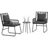vidaXL Komplet za jedilnico v vrtu z blazino 3 pcs Črna, antracit | Shoptok.si