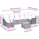  Sjedeća garnitura za vrt s jastukom 8 pcs Siva Poli ratan | shoptok.hr