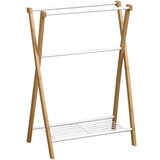 Tendance drzac peskira sa 3 precke i 1 policom 19x19x71cm metal/bambus bela | ePonuda.com