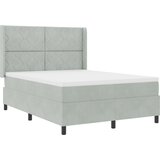 vidaXL Box Spring postelja z vzmetnico svetlo siva 160x200 cm žamet, (22050273) | Shoptok.si