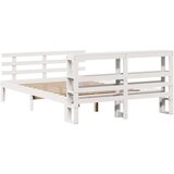  Posteljni okvir z vzglavjem bel 135x190 cm trdna borovina, (21304090) | Shoptok.si