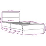  Okvir kreveta crni 90 x 200 cm konstruirano drvo i metal | shoptok.hr