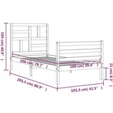  Za krevet s uzglavljem crni 100x200 cm od masivnog drva | shoptok.hr