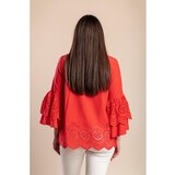 Fenzy Pamučna Bluza Plus Veličine S Volanima, Crvena | shoptok.hr
