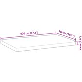  Površina za umivaonik neobrađena 120x50x4 cm od drva bagrema | shoptok.hr
