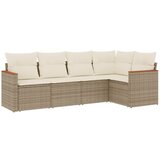  The Living Store Vrtna sedežna garnitura 5-delna z blazinami bež poli ratan - Vrtna Sedežna Garniture, (21459884) | Shoptok.si