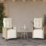  The Living Store Vrtni naslanjač z naslonom za noge 2 kosa bež poli ratan - Vrtni Naslanjač, (21466521) | Shoptok.si