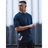 DStreet T-shirt męski z nadrukiem ciemnoniebieski Cene