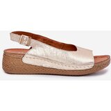 Maciejka Women's leather wedge sandals L7069 Gold | shoptok.hr