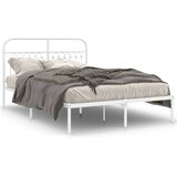 vidaXL Kovinski posteljni okvir z vzglavjem bel 140x190 cm | Shoptok.si