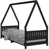  Okvir za dječji krevet crni 80 x 200 cm od masivne borovine | shoptok.hr