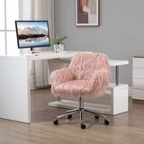 Direktorska okretna stolica s umjetnim krznom podesiva visina ružičasta i srebrna 57x60x75-85 cm | shoptok.hr