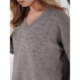 DStreet Damski sweter z dekoltem V VERALIA szary | shoptok.hr