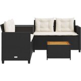 vidaXL Vrtna sofa L-oblika sa stolom i jastucima crna od poliratana | shoptok.hr