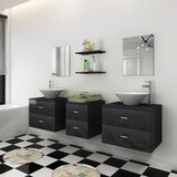  9-dijelni set kupaonskog namještaja, umivaonika i slavine crni | shoptok.hr