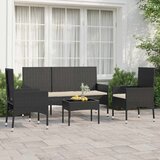 Maison Chic Seti vrtnega pohištva - Vrtna garnitura - Vrtni pohištvo set 4-delna z blazinami črn poli ratan, (21815097) | Shoptok.si