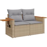 vidaXL 9-delni vrtni kavč set z blazinami, bež poli ratan, akacija | Shoptok.si