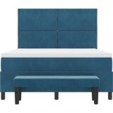 Box Spring Krevet s Madracem i Klupom Tamno Plavi 140x200 cm Baršun | shoptok.hr
