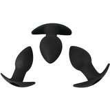 Black Velvets Black Velvet - Komplet analnih vibratorjev z možnostjo polnjenja - 3 deli (črni) | Shoptok.si