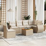 Maison Chic Seti vrtnega pohištva - Vrtna garnitura - Vrtni pohištvo set 7-delna z blazinami bež poli ratan, (21808009) | Shoptok.si